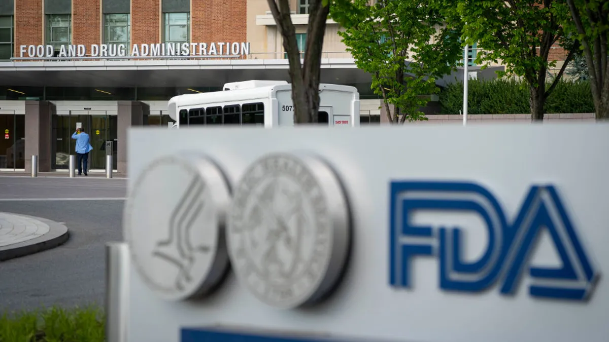 FDA headquarters with sign in foreground