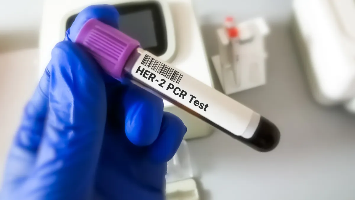 A blood sample of HER2 for breast cancer diagnosis.