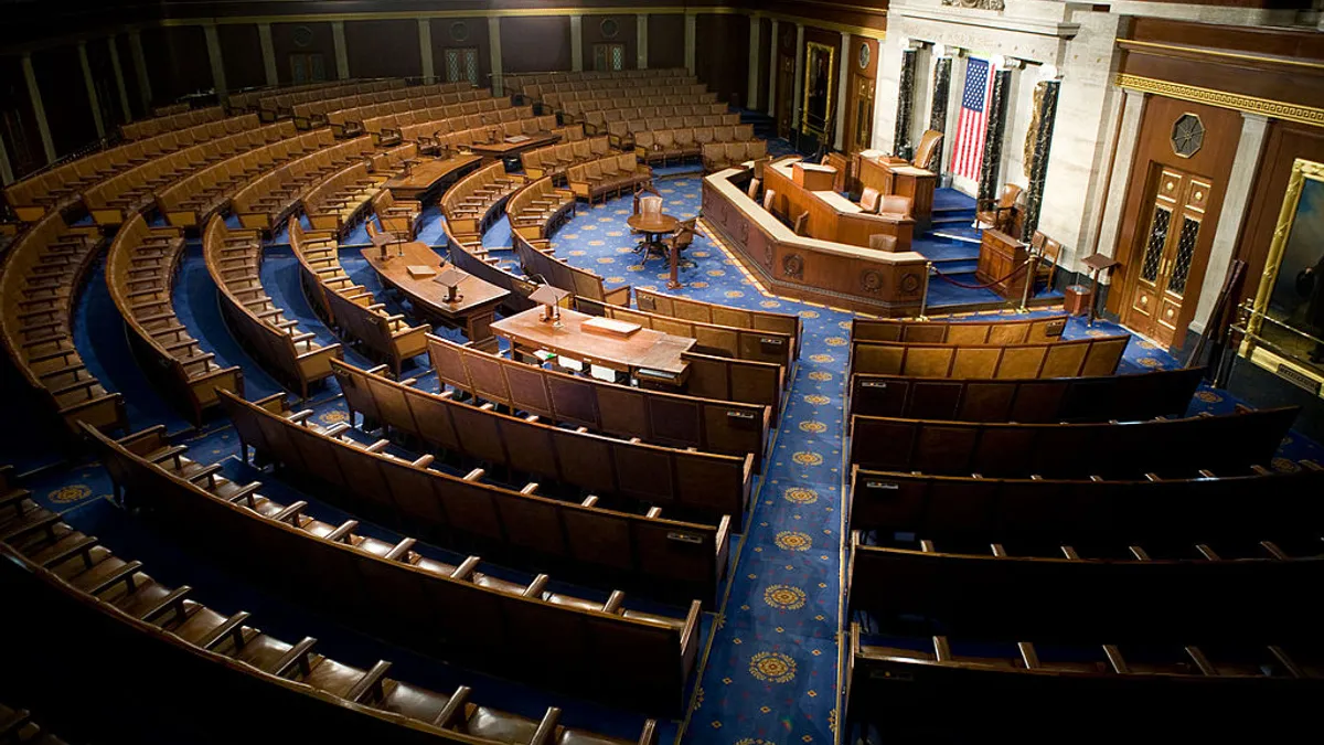 Empty congressional chamber