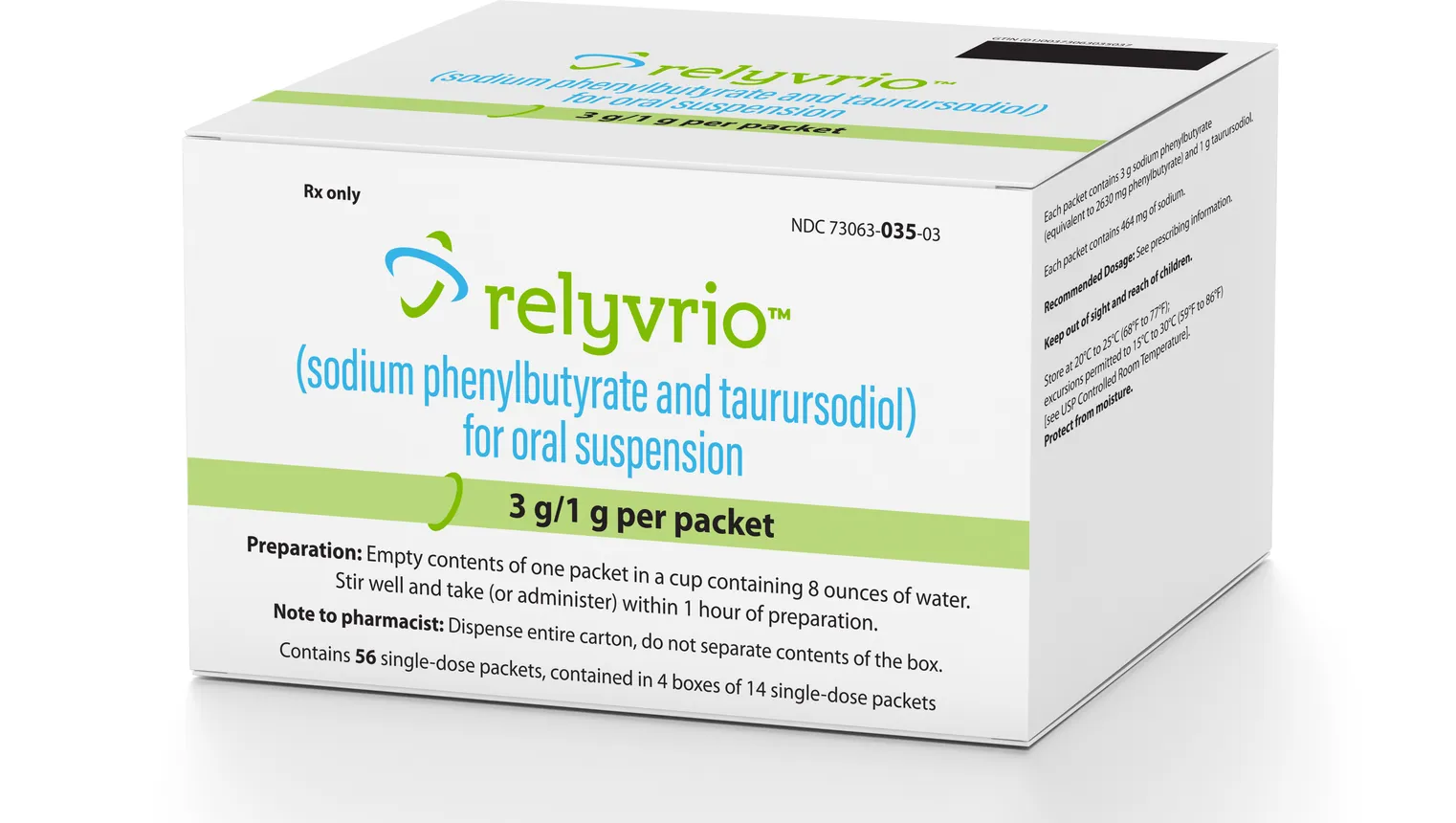 A photograph of a box of Amylyx Pharmaceuticals&#x27; ALS medicine Relyvrio