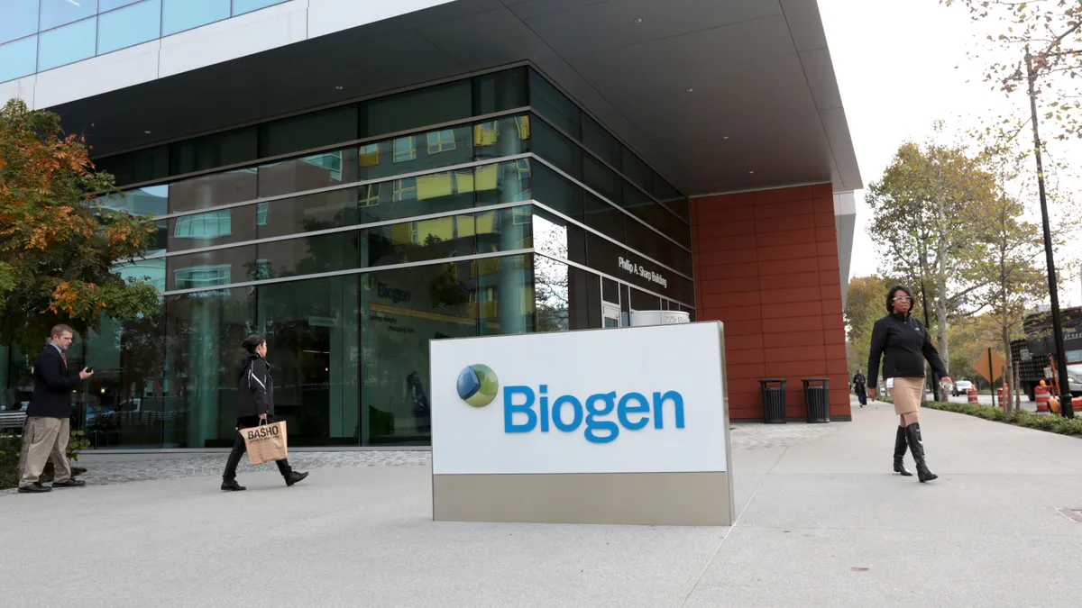 A photograph of a Biogen building located in Cambridge, Massachusetts, on Oct. 22, 2015.